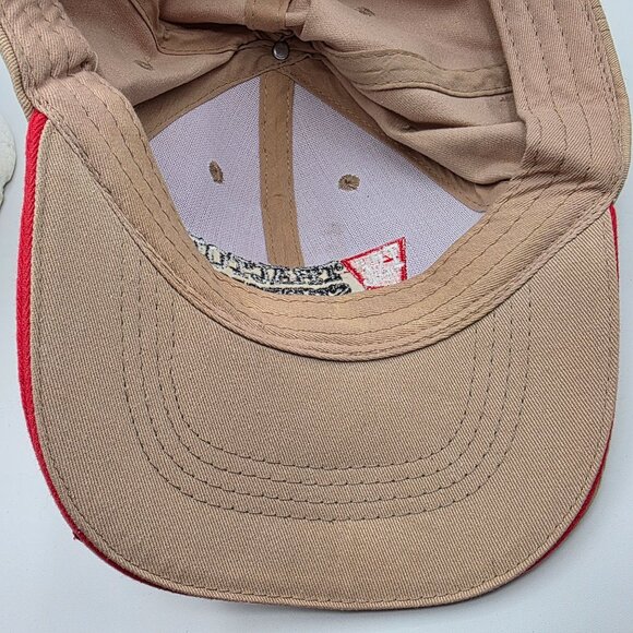 TSC Tractor Supply Co Adjustable Hat Tan Red Embroidered Logo Baseball Cap - Picture 7 of 8
